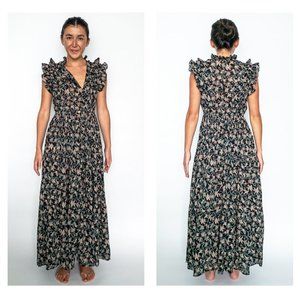 Doen Carnation Dress Black Lilium print